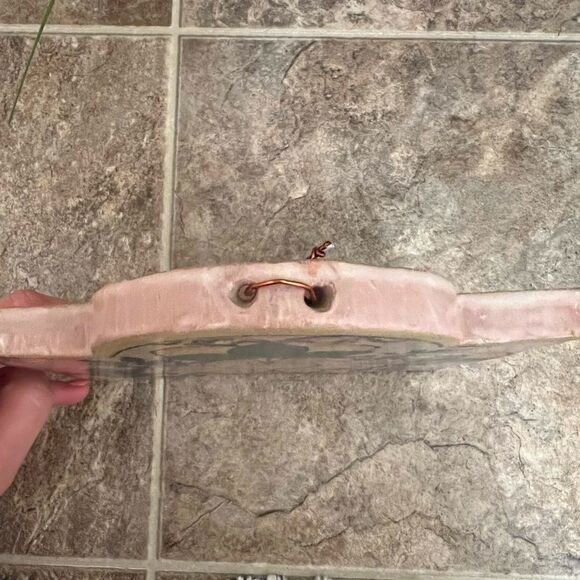 Italy Pottery Trivet Lemon Pier 1 Wall Hang Green Leaf Blue Flower Scrolls - Picture 2 of 6